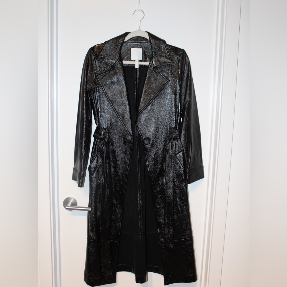 Leith patent trench coat